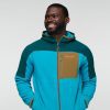 Abrazo Hooded Full-Zip Fleece Jacket - Men's, Deep Ocean/Mineral Blue, Model Kirk