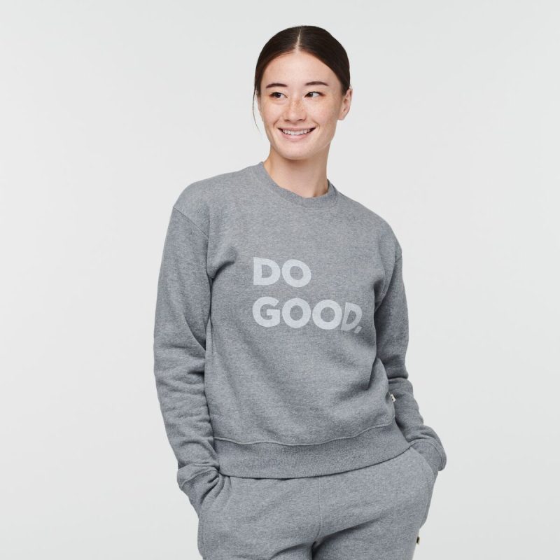 Do Good Crew Sweatshirt - Women's, Heather Grey, Model Aya