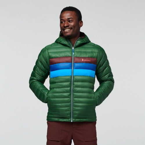 Fuego Down Hooded Jacket - Men's, Forest Stripes, Model Jeremy