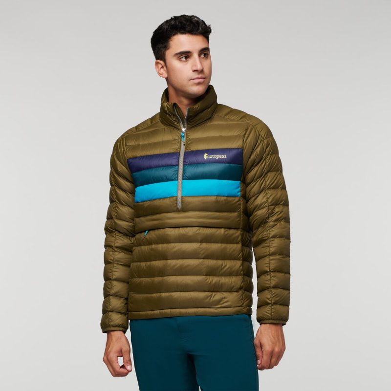 Fuego Down Pullover - Men's, Oak Stripes, Model Munther