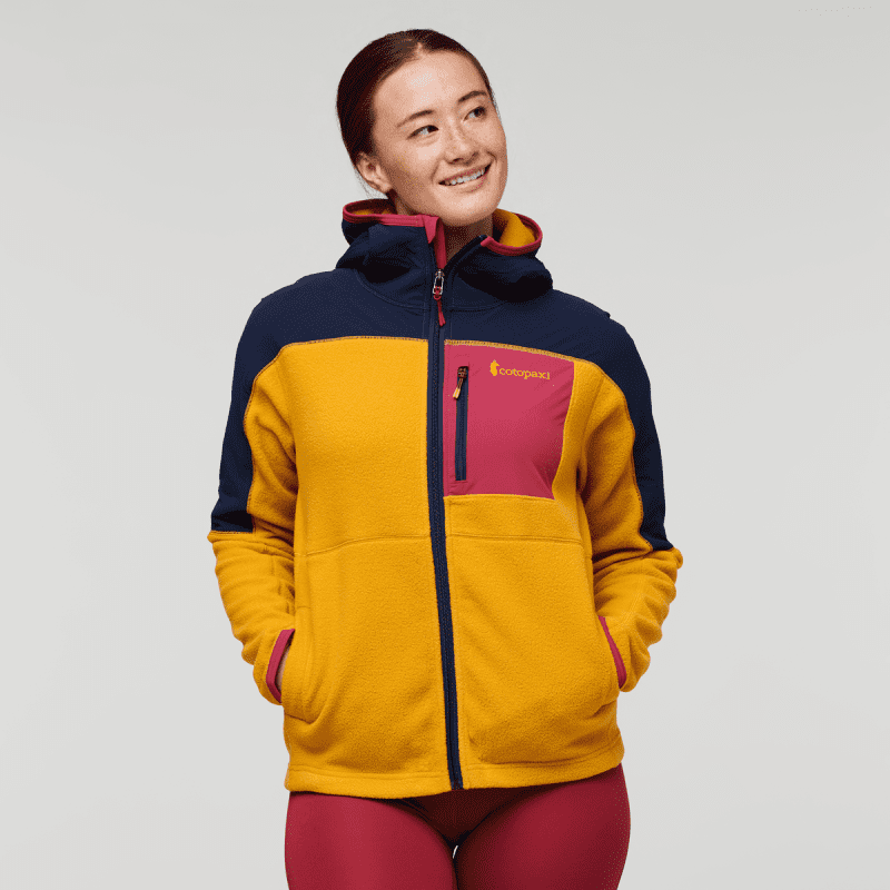 Abrazo Hooded Full-Zip Fleece Jacket - Women's, Maritime/Amber, Model Aya