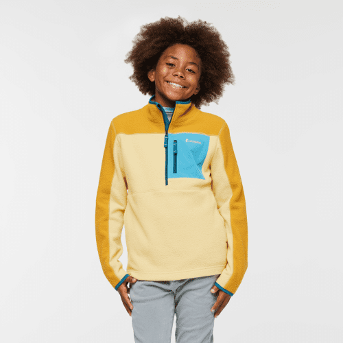 Abrazo Half-Zip Fleece Jacket - Kids', Amber/Wheat, Model Isaiah