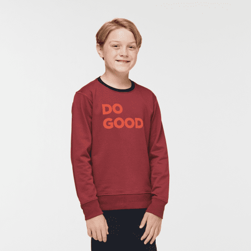 Do Good Crew Sweatshirt - Kids', Burgundy, Model Dax