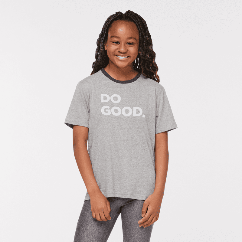 Do Good Organic T-Shirt - Kids', Heather Grey, Model Adelina