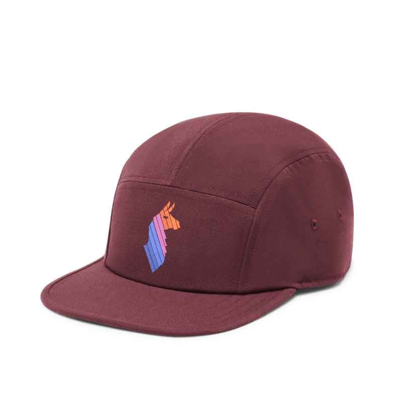 Llama Stripes 5-Panel Hat, Wine