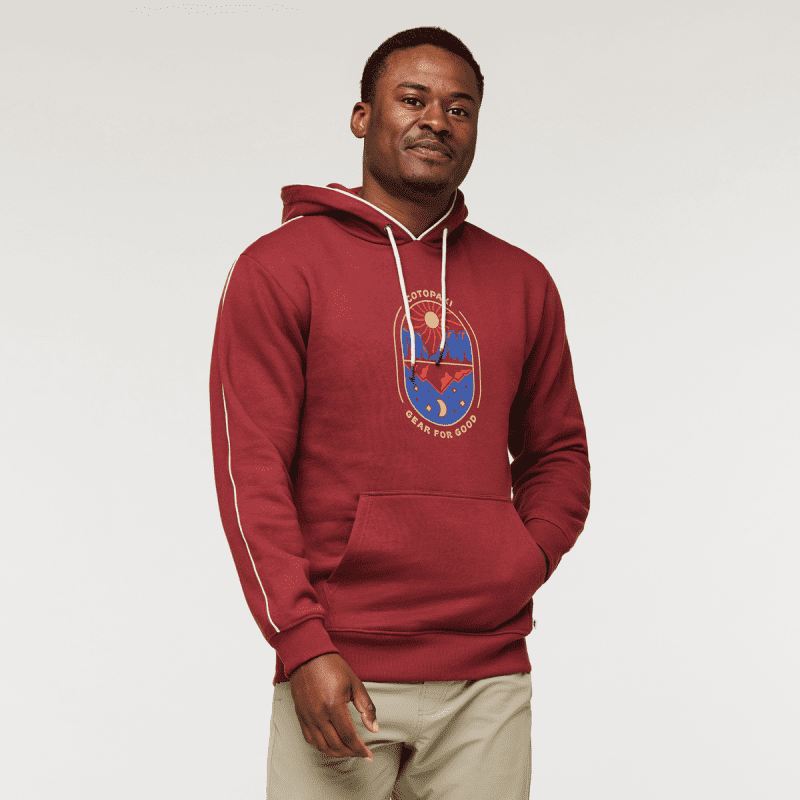 Day And Night Organic Pullover Hoodie - Men's, Burgundy, Model Jeremy