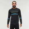 Debajo Seamless Baselayer Crew - Men's, Black Stripes, Model Alex