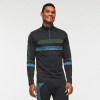 Debajo Seamless Baselayer Quarter-Zip - Men's, Black Stripes, Model Jason