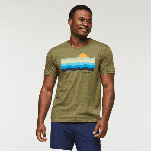 Disco Wave Organic T-Shirt - Men's, Pine, Model Jeremy