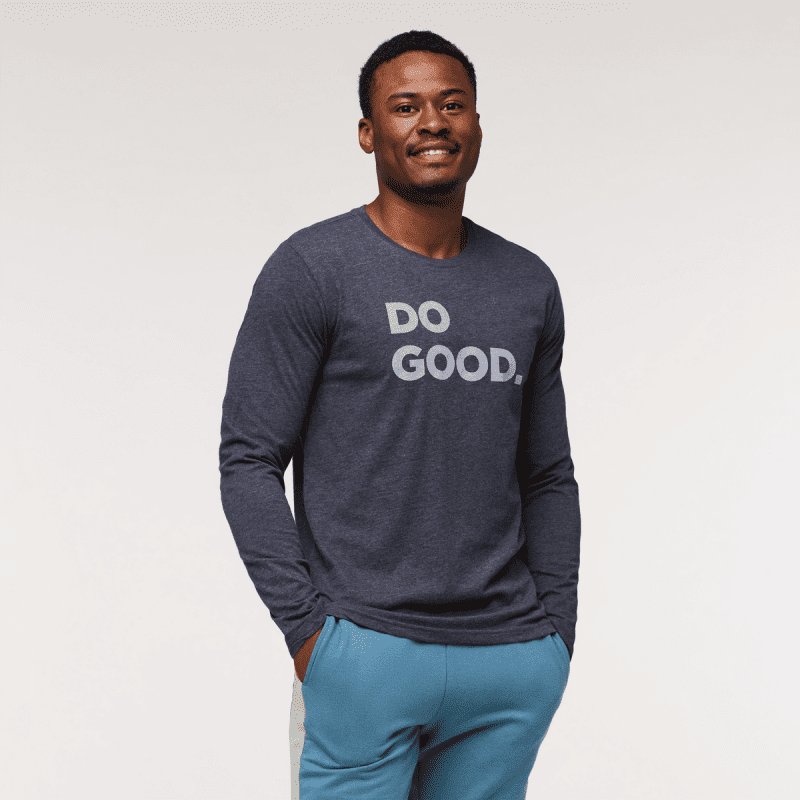 Do Good Organic Long-Sleeve T-Shirt, Graphite, Model Jeremy