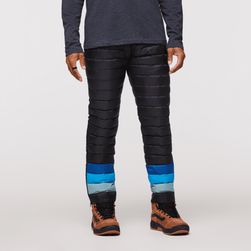 Fuego Down Pant - Men's, Black Stripes, Model Jason