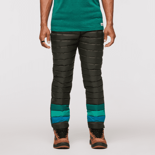 Fuego Down Pant - Men's, Woods Stripes, Model Jason