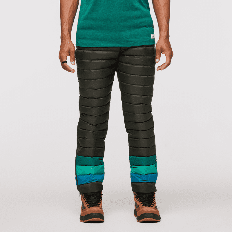 Fuego Down Pant - Men's, Woods Stripes, Model Jason