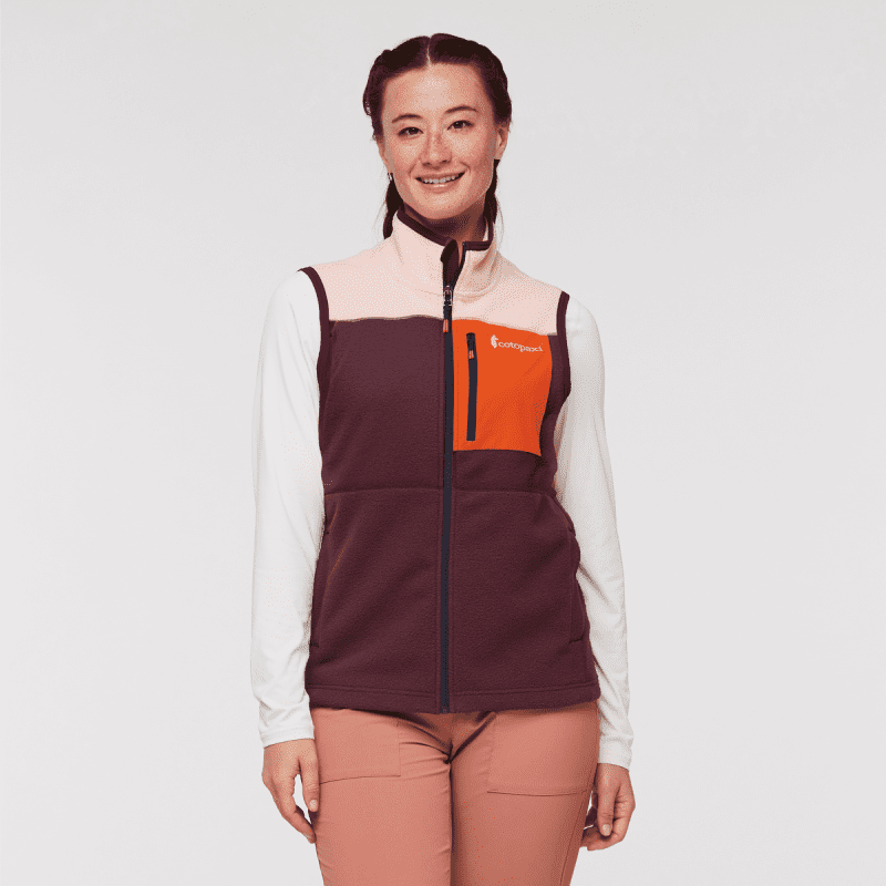 Abrazo Fleece Vest - Women's, Rosewood/Wine, Model Aya