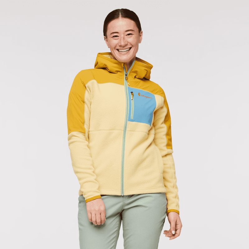 Abrazo Fleece Hooded Full-Zip Jacket - Women's, Amber/Wheat, Model Aya