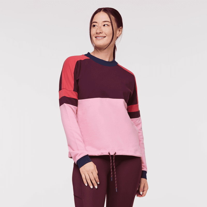 Bandera Sweatshirt - Women's, Wine/Watermelon, Model Aya