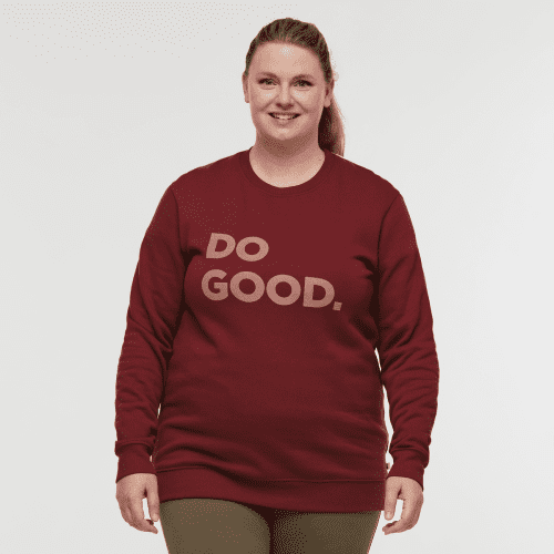 Do Good Crew Sweatshirt - Women's, Burgundy, Model Jennifer