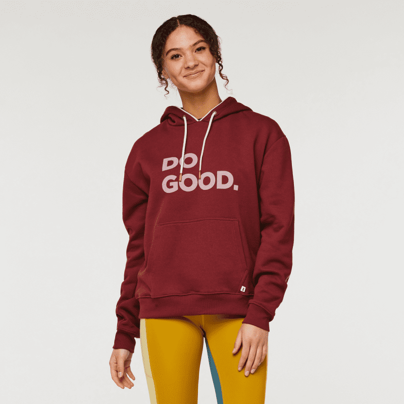 Do Good Organic Pullover Hoodie - Women's, Burgundy, Model London