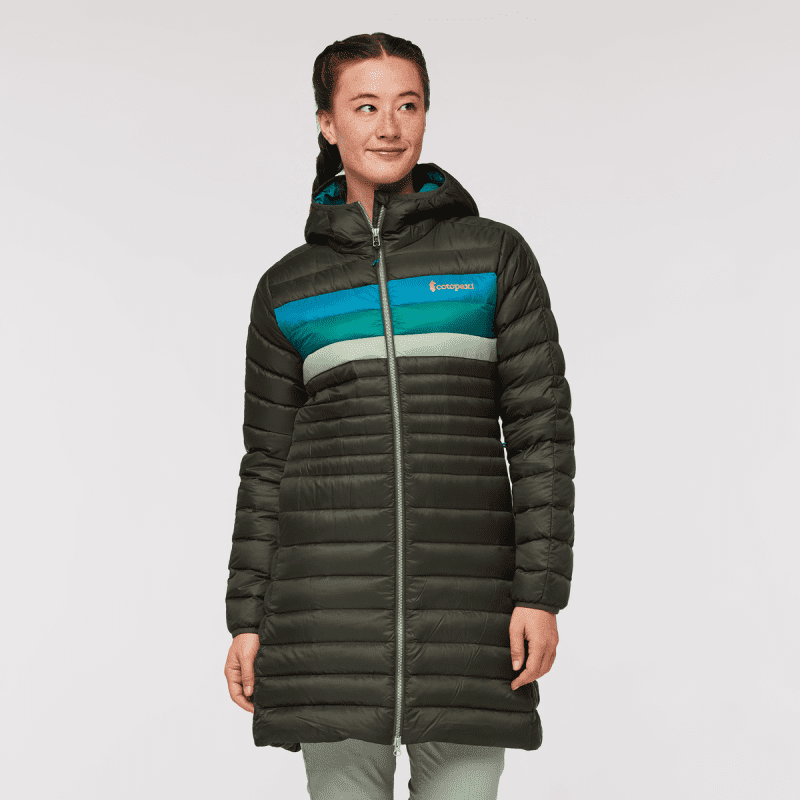 Fuego Down Parka - Women's, Woods Stripes, Model Aya