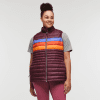 Fuego Down Vest - Women's, Wine Stripes, Model Brianna