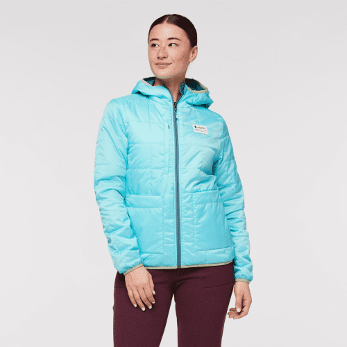 Teca Cálido Hooded Jacket - Women's, Blue Algae, Model Aya