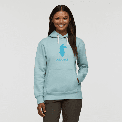 Cotopaxi Llama Pullover Hoodie - Women's, Sea Spray, Model Jade