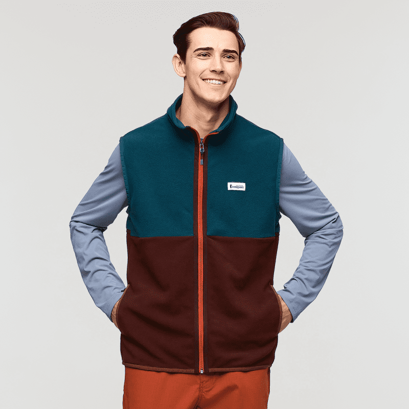 Amado Fleece Vest - Men's, Abyss/Chestnut, Model Kellan