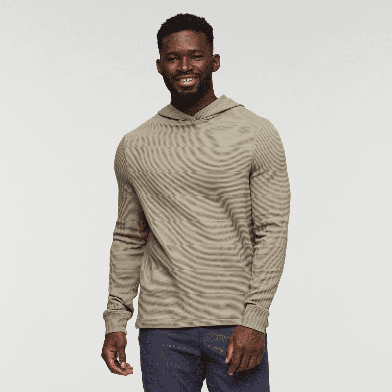 Atajo Long-Sleeve Waffle Hoodie - Men's, Stone, Model Kirk