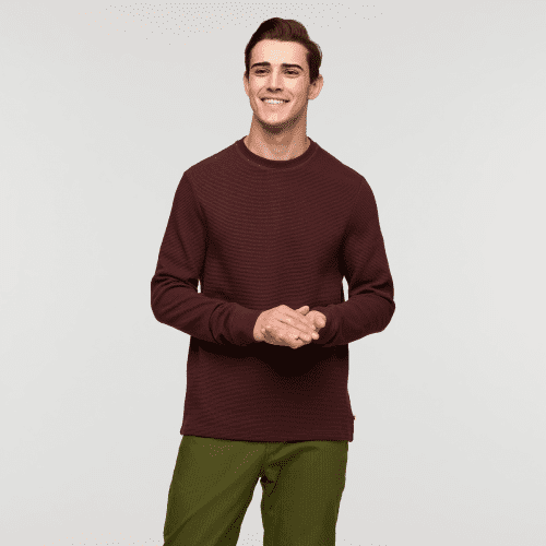 Atajo Long-Sleeve Waffle Shirt - Men's, Chestnut, Model Kellan