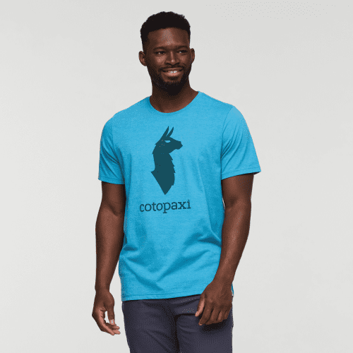 Cotopaxi Llama T-Shirt - Men's, Lake, Model Kirk