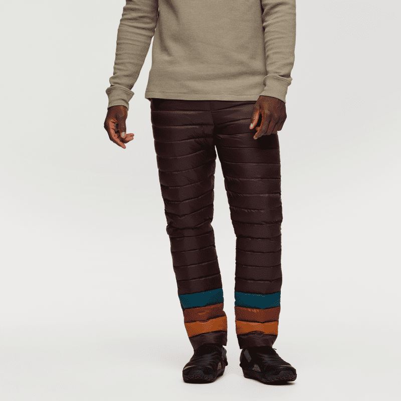 Fuego Down Pant - Men's, Coffee Stripes, Model Kirk