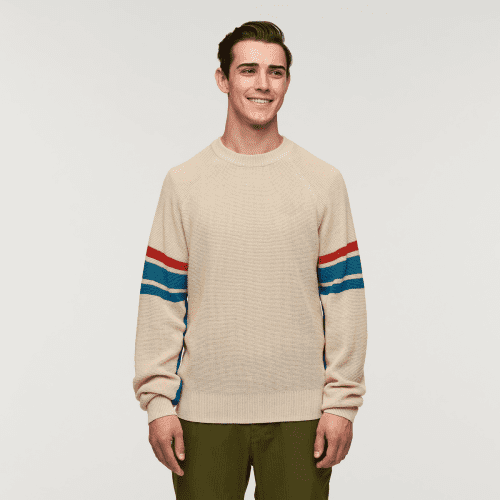 Libre Waffle Crew Sweater - Men's, Cream, Model Kellan