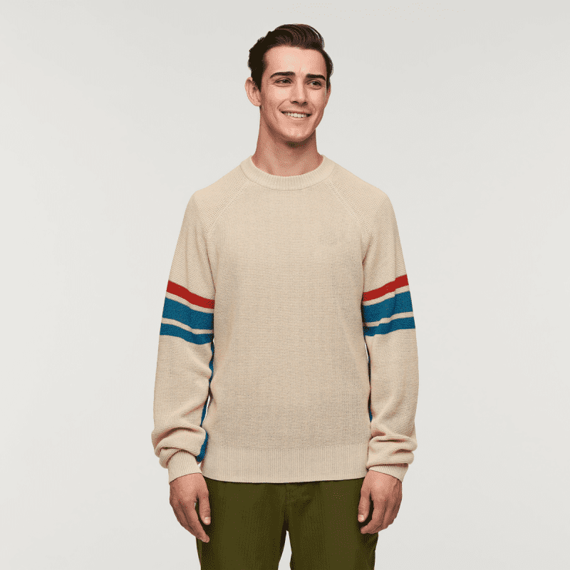 Libre Waffle Crew Sweater - Men's, Cream, Model Kellan