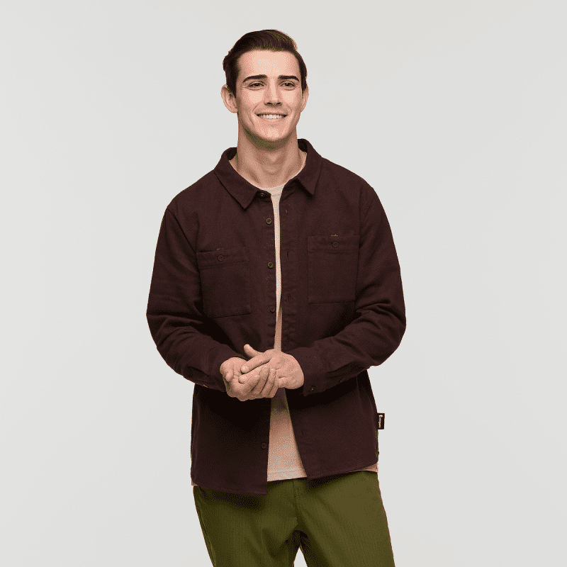 Mero Organic Flannel Shirt - Men's, Coffee, Model Kellan