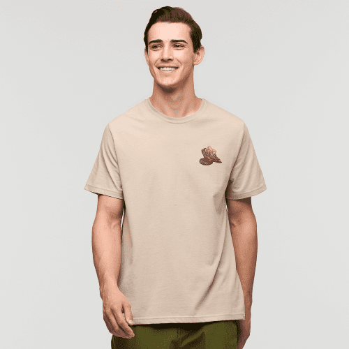 On the Trail Again T-Shirt - Men's, Pebble, Model Kellan