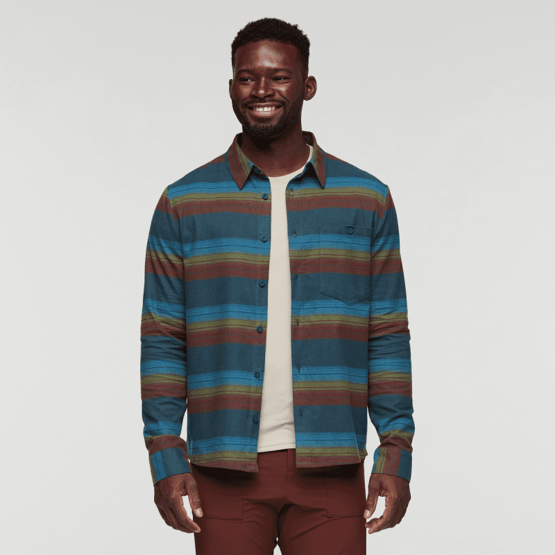 Quedo Flannel Shirt - Men's, Abyss Stripes, Model Kirk