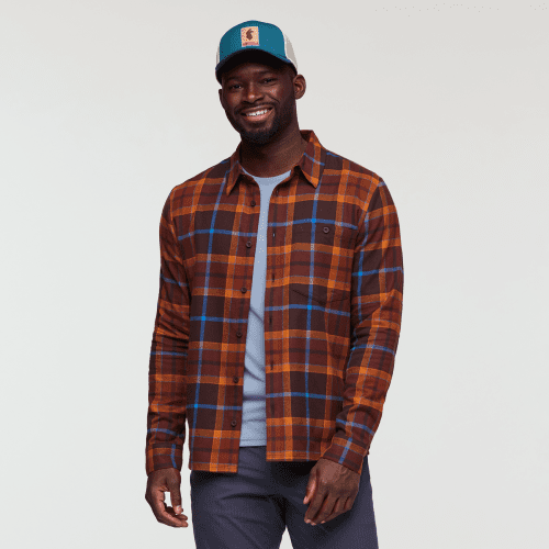 Quedo Flannel Shirt - Men's, Coffee Plaid, Model Kirk