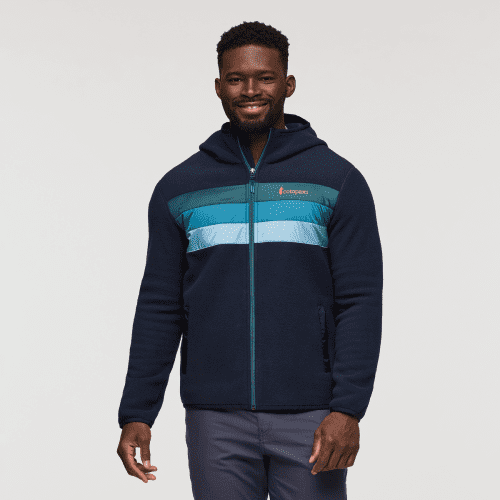 Teca Fleece Hooded Full-Zip Jacket, Mariana Trench, Model Kirk