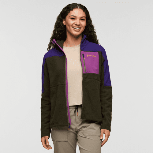 Abrazo Fleece Hooded Full-Zip Jacket - Women's, Black Violet/Woods, Model London