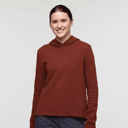 Atajo Long-Sleeve Waffle Hoodie - Women's, Rusty, Model Kathleen