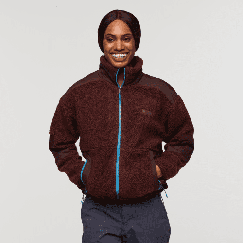 Bacano Fleece Jacket - Women's, Chestnut/Coffee, Model Sydney