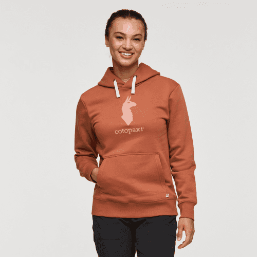 Cotopaxi Llama Pullover Hoodie - Women's, Faded Brick, Model London