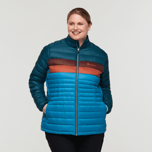 Fuego Down Jacket, Abyss/Lake, Model Nicole