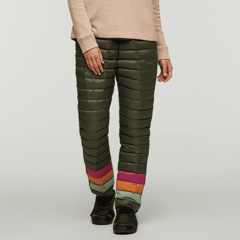 Fuego Down Pant - Women's, Fatigue Stripes, Model London