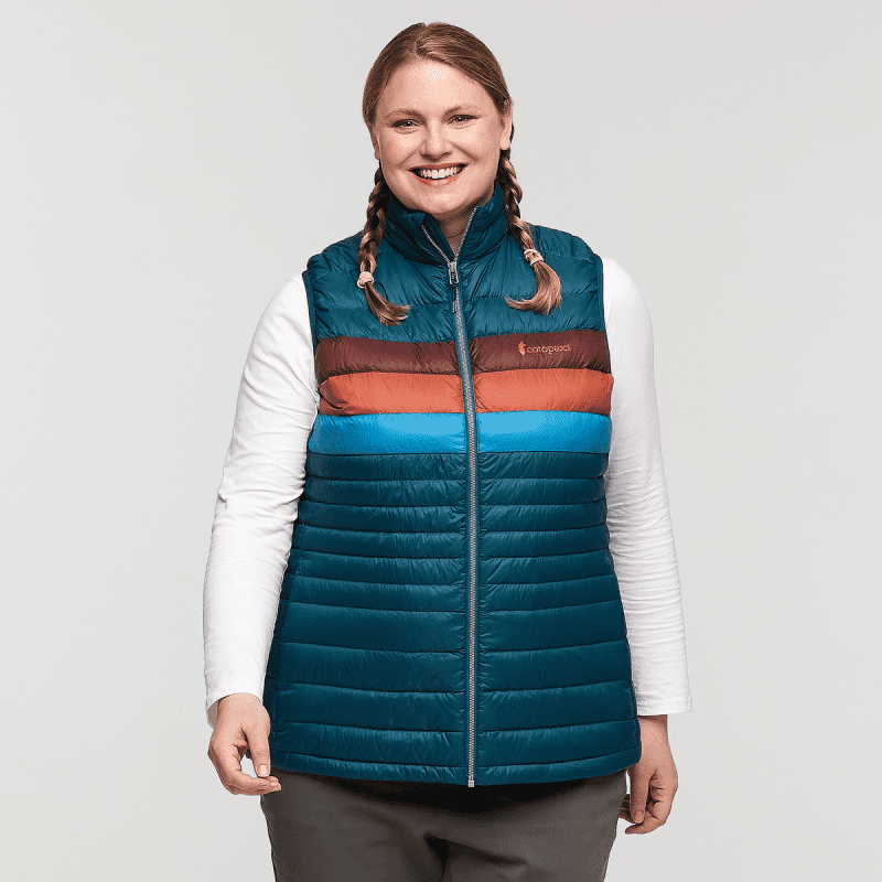 Fuego Down Vest - Women's, Abyss Stripes, Model Nicole