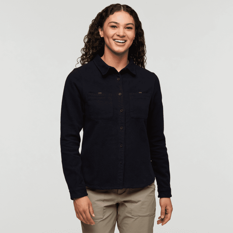 Mero Organic Flannel Shirt - Women's, Carbon, Model London