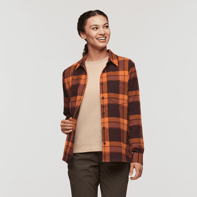 Quedo Flannel Shirt - Women's, Chestnut Plaid, Model London