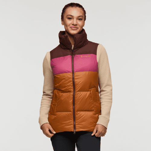 Solazo Down Vest - Women's, Chestnut/Sangria, Model London