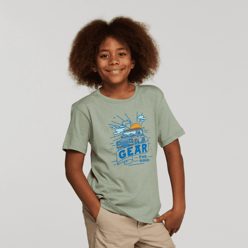 Are We There Yet Organic T-Shirt - Kids', Silver Leaf, Model Isaiah