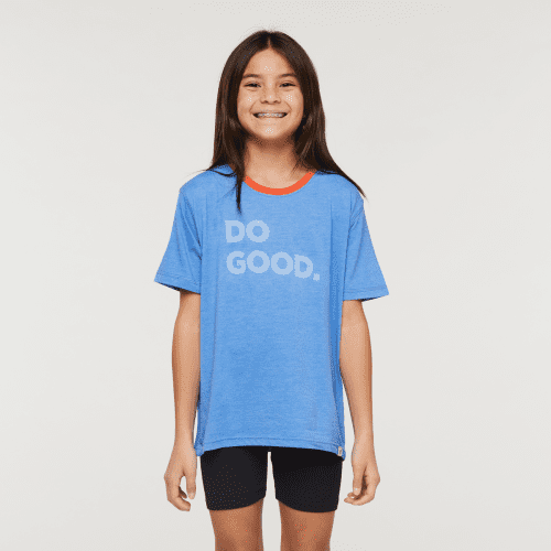 Do Good Organic T-Shirt - Kids', Lupine, Model Scarlett